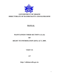 GOVERNMENT OF SIKKIM DIRECTORATE OF HANDICRAFTS AND HANDLOOM MANUAL