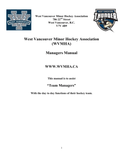 West Vancouver Minor Hockey Association (WVMHA) Managers Manual