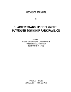 CHARTER TOWNSHIP OF PLYMOUTH PLYMOUTH TOWNSHIP PARK PAVILION PROJECT MANUAL