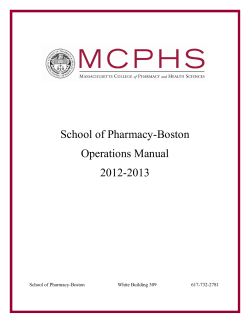 School of Pharmacy-Boston Operations Manual 2012-2013