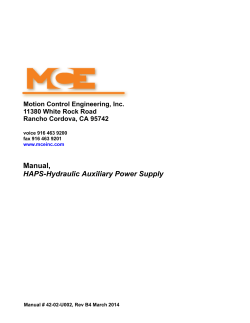 Manual, HAPS-Hydraulic Auxiliary Power Supply Motion Control Engineering, Inc. 11380 White Rock Road