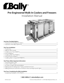 Installation Manual Pre-Engineered Walk-In Coolers and Freezers