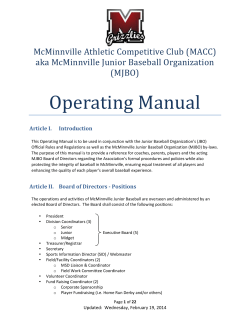 Operating Manual  McMinnville Athletic Competitive Club (MACC) aka McMinnville Junior Baseball Organization