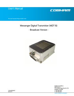 User’s Manual Messenger Digital Transmitter (MDT-B) - Broadcast Version -