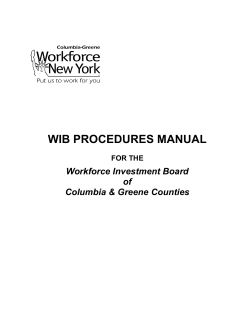 WIB PROCEDURES MANUAL  Workforce Investment Board of