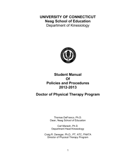 UNIVERSITY OF CONNECTICUT Neag School of Education  Student Manual