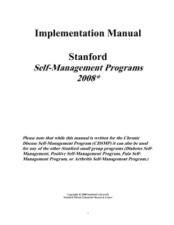Implementation Manual  Stanford Self-Management Programs