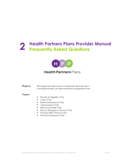 2  Health Partners Plans Provider Manual Frequently Asked Questions