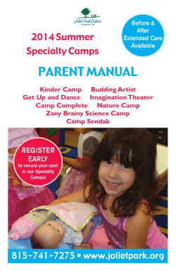PARENT MANUAL 2014 Summer Specialty Camps