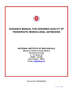 GUIDANCE MANUAL FOR ASSURING QUALITY OF THERAPEUTIC MONOCLONAL ANTIBODIES
