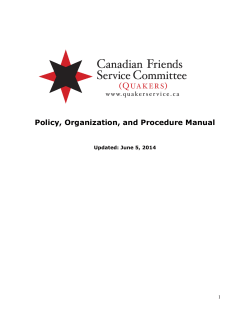Policy, Organization, and Procedure Manual 1 Updated: June 5, 2014