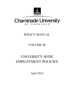 UNIVERSITY-WIDE EMPLOYMENT POLICIES POLICY MANUAL VOLUME III