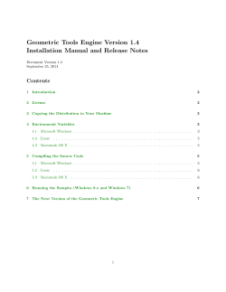 Geometric Tools Engine Version 1.4 Installation Manual and Release Notes Contents
