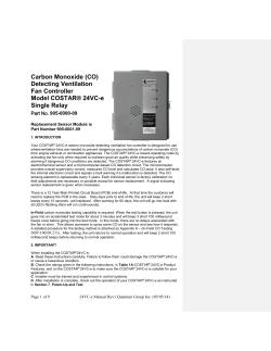 Carbon Monoxide (CO) Detecting Ventilation Fan Controller Model COSTAR® 24VC-e