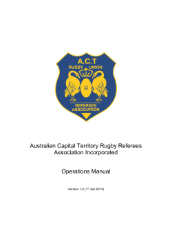 Australian Capital Territory Rugby Referees Association Incorporated  Operations Manual
