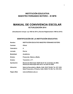 MANUAL DE CONVIVENCIA ESCOLAR INSTITUCIÓN EDUCATIVA – IE MFB MAESTRO FERNANDO BOTERO