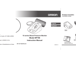 Model BP786 Instruction Manual 10 series Blood Pressure Monitor Product includes: