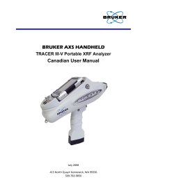 BRUKER AXS HANDHELD Canadian User Manual TRACER III-V Portable XRF Analyzer  