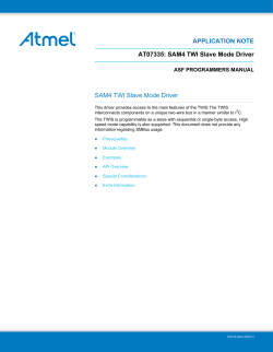 APPLICATION NOTE AT07335: SAM4 TWI Slave Mode Driver ASF PROGRAMMERS MANUAL