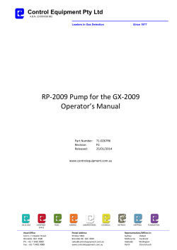 RP-2009 Pump for the GX-2009 Operator’s Manual Control Equipment Pty Ltd