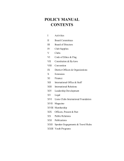 POLICY MANUAL CONTENTS