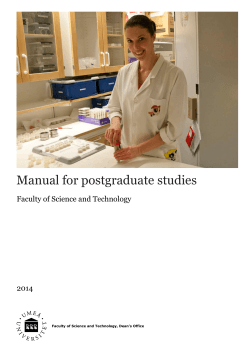 Manual for postgraduate studies Faculty of Science and Technology 2014