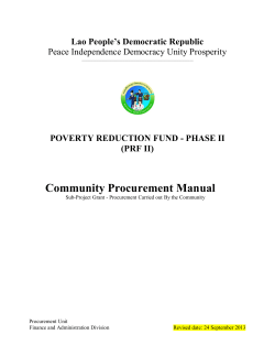 Community Procurement Manual Lao People’s Democratic Republic