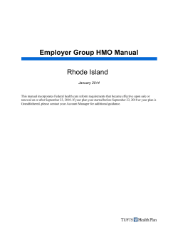 Employer Group HMO Manual Rhode Island  January 2014