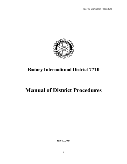 Manual of District Procedures Rotary International District 7710  July 1, 2014