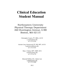 Clinical Education Student Manual  Northeastern University