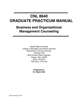 CNL 8640 GRADUATE PRACTICUM MANUAL Business and Organizational
