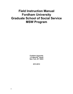 Field Instruction Manual Fordham University Graduate School of Social Service