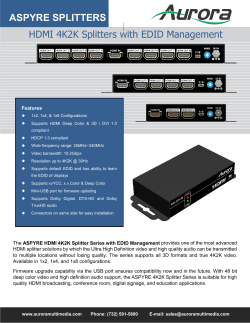 ASPYRE SPLITTERS HDMI 4K2K Splitters with EDID Management  Features