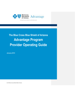 Advantage Program Provider Operating Guide The Blue Cross Blue Shield of Arizona