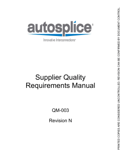 Supplier Quality Requirements Manual  QM-003