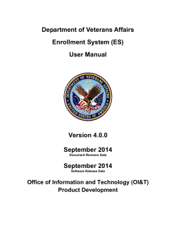 Department of Veterans Affairs Enrollment System (ES) User Manual