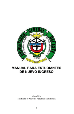 MANUAL PARA ESTUDIANTES DE NUEVO INGRESO  Mayo 2014
