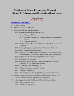 Medicare Claims Processing Manual Chapter 2 - Admission and Registration Requirements