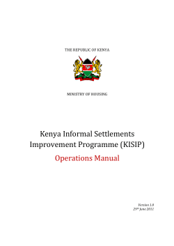 Kenya Informal Settlements Improvement Programme (KISIP) Operations Manual