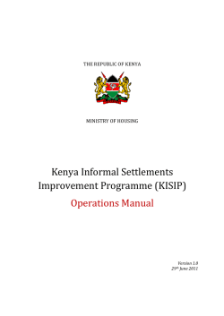 Kenya Informal Settlements Improvement Programme (KISIP) Operations Manual