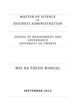 MSC BA THESIS MANUAL MASTER OF SCIENCE BUSINESS ADMINISTRAT ION