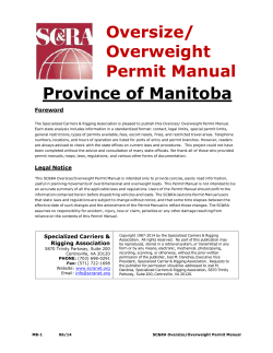 Province of Manitoba Oversize/ Overweight