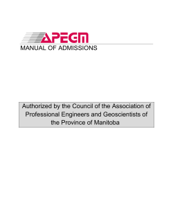 MANUAL OF ADMISSIONS Authorized by the Council of the Association of