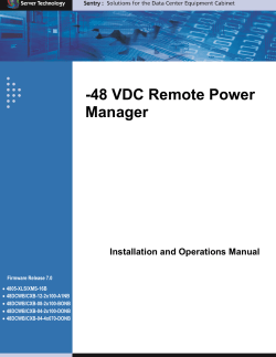 -48 VDC Remote Power Manager Installation and Operations Manual