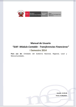 Manual de Usuario “SIAF- Módulo Contable - Transferencias Financieras” I Semestre 2014