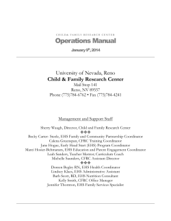 Operations Manual  University of Nevada, Reno Child &amp; Family Research Center