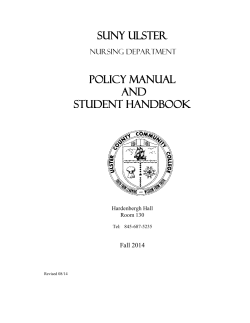 SUNY Ulster POLICY MANUAL AND STUDENT HANDBOOK