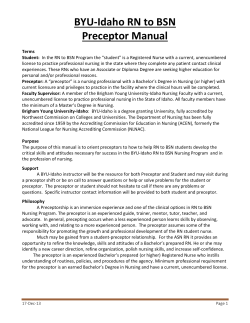 BYU-Idaho RN to BSN Preceptor Manual