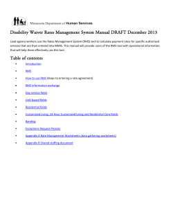 Disability Waiver Rates Management System Manual DRAFT December 2013