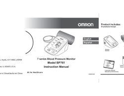 Model BP761 Instruction Manual 7 series Blood Pressure Monitor Product includes: